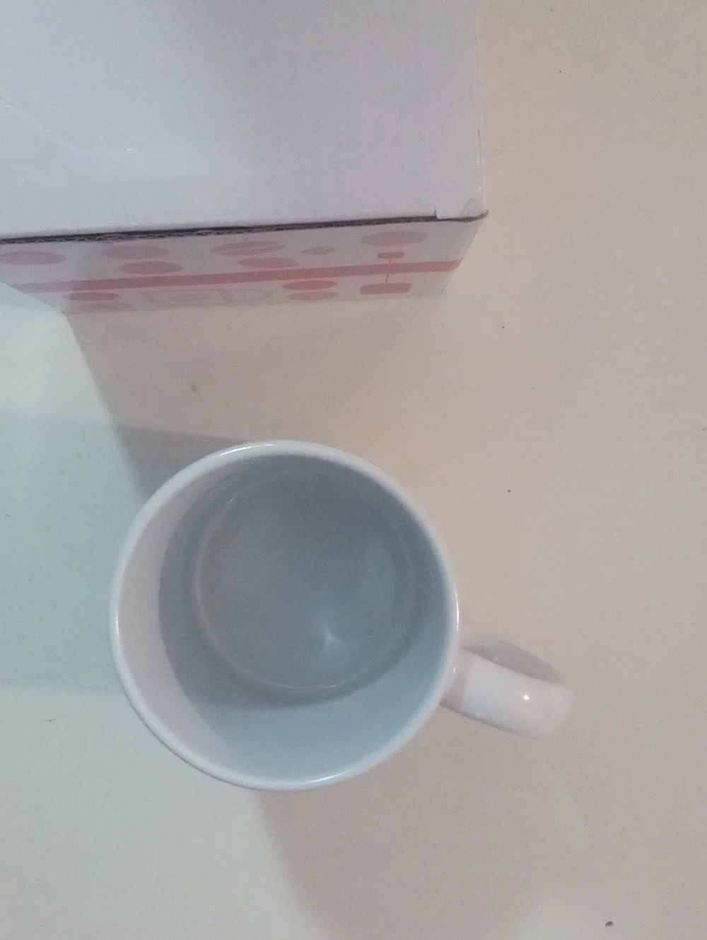 * White Ceramic Mug Pink Script 
